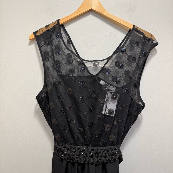 Ricki's Black Sequin Scoop Neck Embellished Belt Fit & Flare Size 8 - Picture 4 of 13